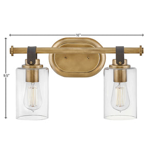 Frieze 16" Two Lights Small Vanity, Heritage Brass