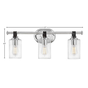 Frieze 24" Three Lights Medium Vanity, Chrome