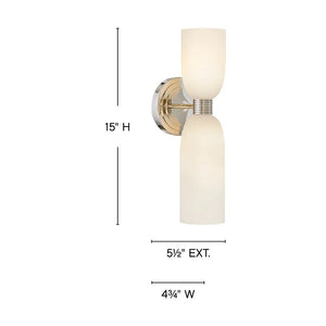Tallulah 5" Two Lights Medium Sconce, Polished Nickel