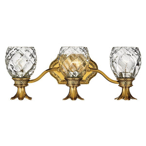 Beryl 21" Three Lights Medium Vanity, Burnished Brass