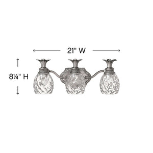Beryl 21" Three Lights Medium Vanity, Polished Antique Nickel
