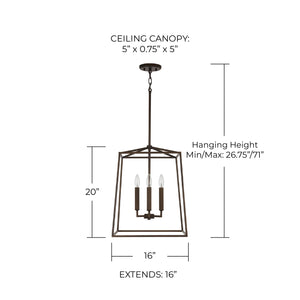 Morgan 16" Four Light Foyer, Oil Rubbed Bronze