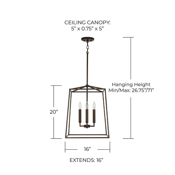 Morgan 16" Four Light Foyer, Oil Rubbed Bronze