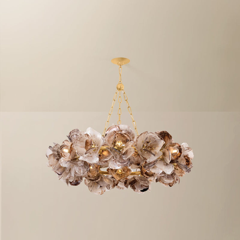 Tavon 40" Fourteen Lights Chandelier, Vintage Gold Leaf