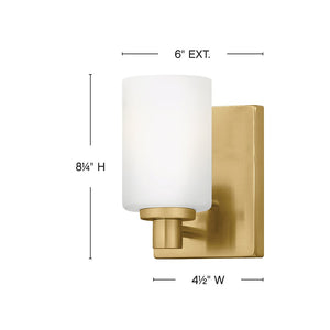 Chorus 4" One Light Small Sconce, Lacquered Brass