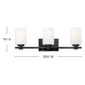 Chorus 22" Three Lights Medium Vanity, Black