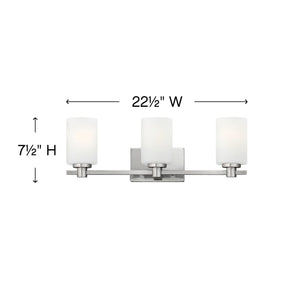 Chorus 22" Three Lights Medium Vanity, Brushed Nickel