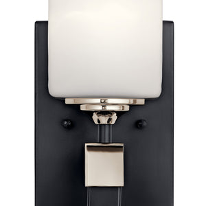 Blanchette 5" One Light Wall Sconce, Satin Etched Cased Opal Glass / Black