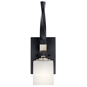 Blanchette 5" One Light Wall Sconce, Satin Etched Cased Opal Glass / Black
