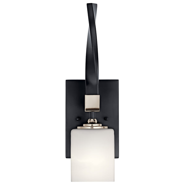 Blanchette 5" One Light Wall Sconce, Satin Etched Cased Opal Glass / Black