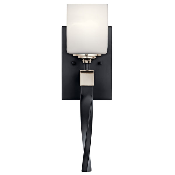Blanchette 5" One Light Wall Sconce, Satin Etched Cased Opal Glass / Black