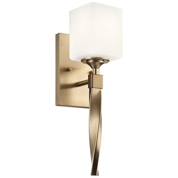 Blanchette 5" 1 Light Wall Sconce, Satin Etched Cased Opal Glass / Champagne Bronze
