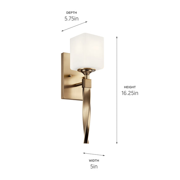Blanchette 5" One Light Wall Sconce, Satin Etched Cased Opal Glass / Champagne Bronze