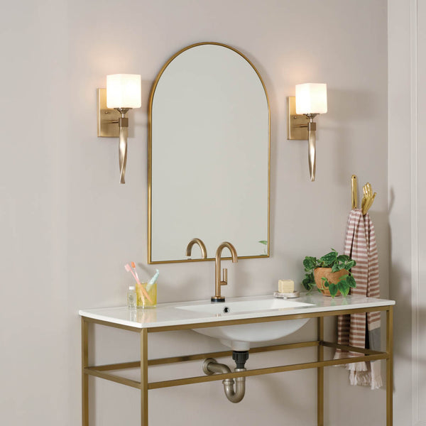 Blanchette 5" One Light Wall Sconce, Satin Etched Cased Opal Glass / Champagne Bronze