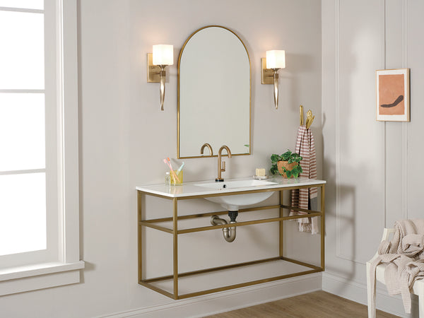 Blanchette 5" One Light Wall Sconce, Satin Etched Cased Opal Glass / Champagne Bronze