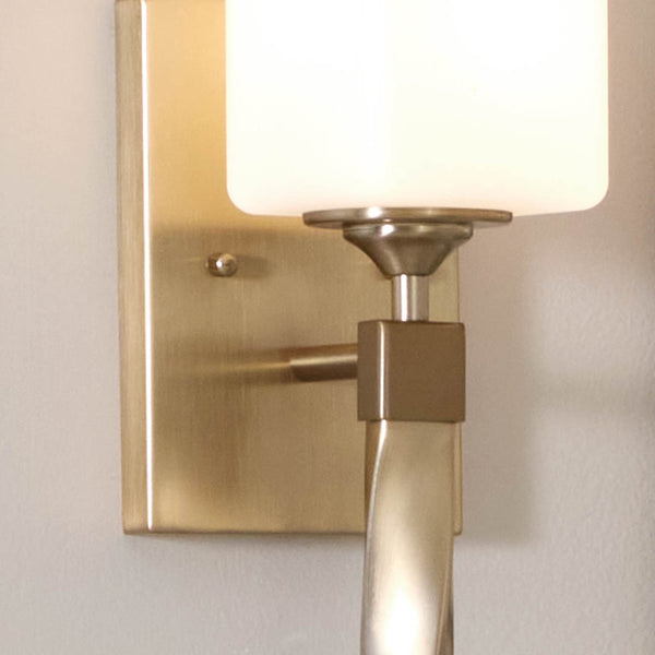 Blanchette 5" One Light Wall Sconce, Satin Etched Cased Opal Glass / Champagne Bronze