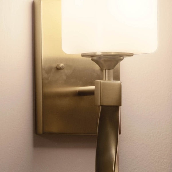 Blanchette 5" One Light Wall Sconce, Satin Etched Cased Opal Glass / Champagne Bronze