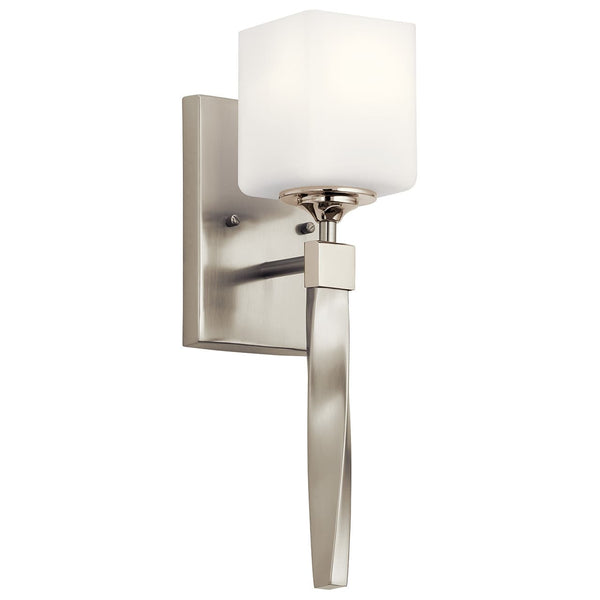 Blanchette 5" 1 Light Wall Sconce, Satin Etched Cased Opal Glass / Brushed Nickel