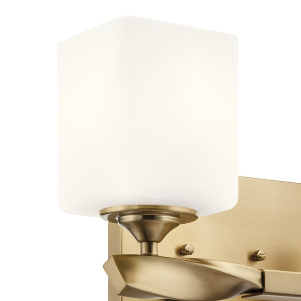 Blanchette 14" Two Lights Vanity Light, Satin Etched Cased Opal Glass / Champagne Bronze
