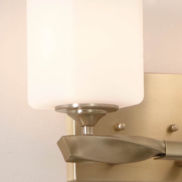 Blanchette 14" Two Lights Vanity Light, Satin Etched Cased Opal Glass / Champagne Bronze