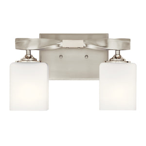 Blanchette 14" Two Lights Vanity Light, Satin Etched Cased Opal Glass / Brushed Nickel