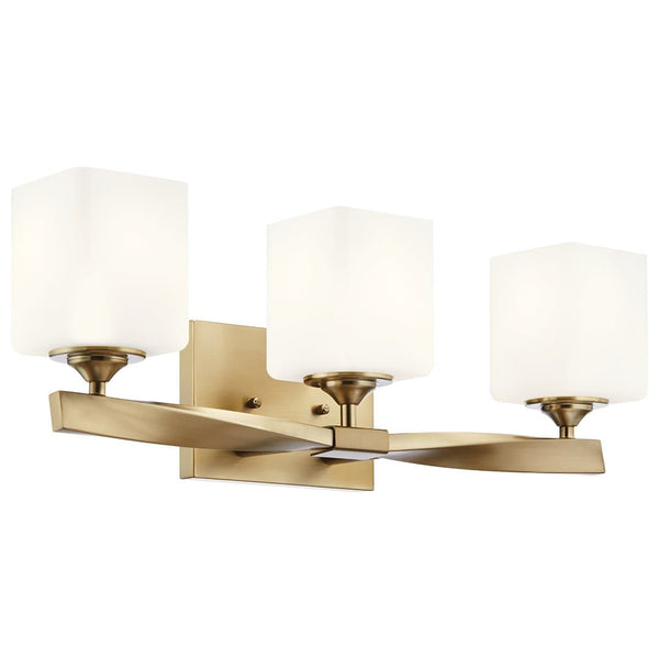Blanchette 23" Three Lights Vanity Light, Satin Etched Cased Opal Glass / Champagne Bronze