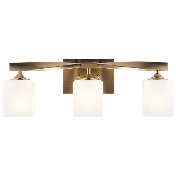 Blanchette 23" Three Lights Vanity Light, Satin Etched Cased Opal Glass / Champagne Bronze