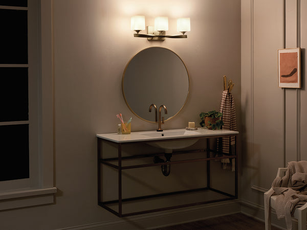 Blanchette 23" Three Lights Vanity Light, Satin Etched Cased Opal Glass / Champagne Bronze