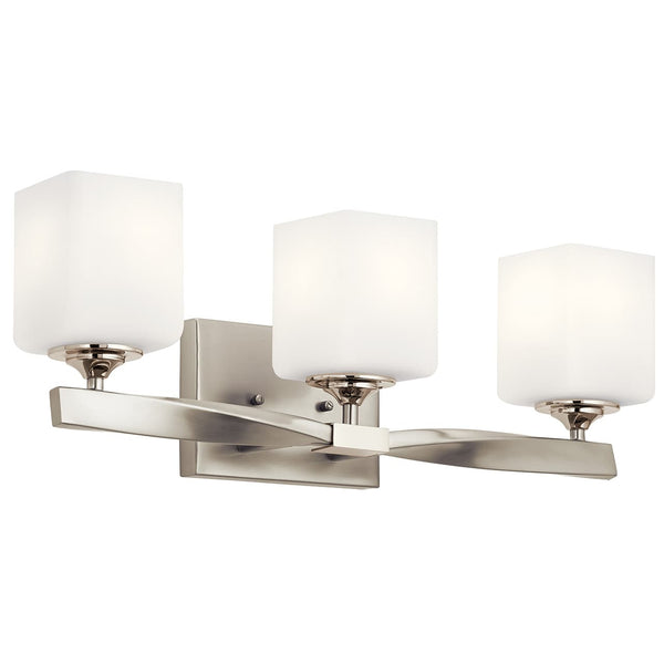 Blanchette 23" Three Lights Vanity Light, Satin Etched Cased Opal Glass / Brushed Nickel