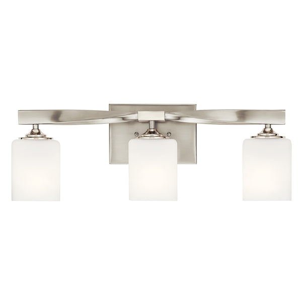 Blanchette 23" Three Lights Vanity Light, Satin Etched Cased Opal Glass / Brushed Nickel