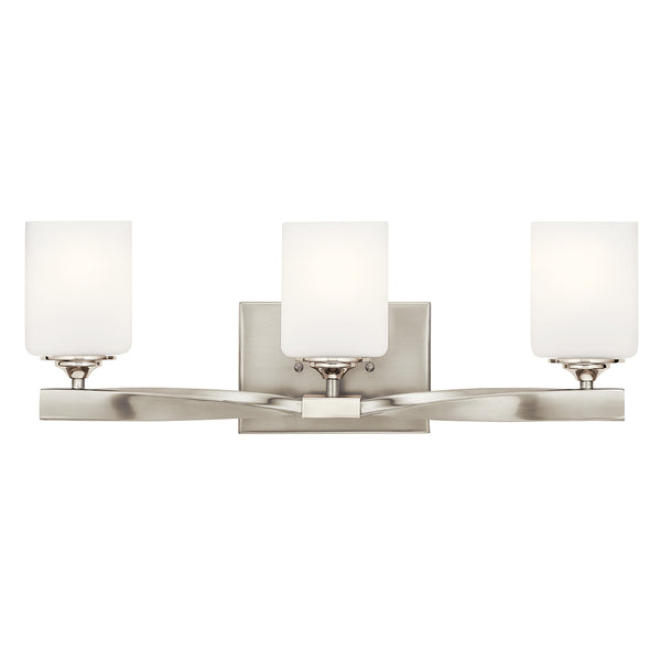 Blanchette 23" Three Lights Vanity Light, Satin Etched Cased Opal Glass / Brushed Nickel