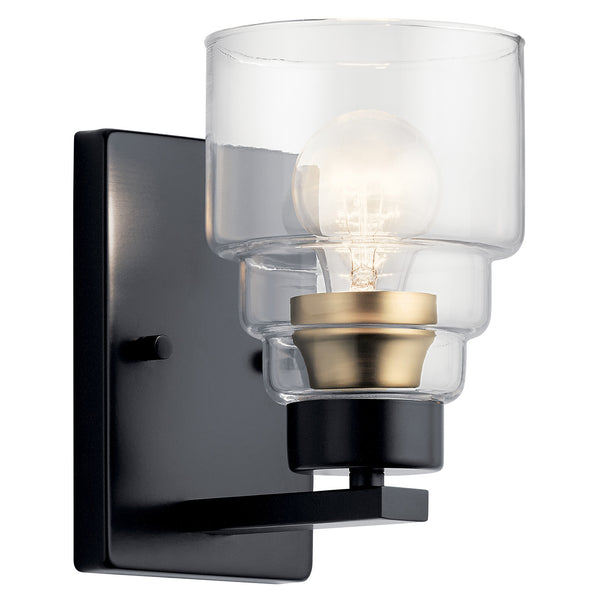 Derby 5" One Light Wall Sconce, Clear Glass / Black