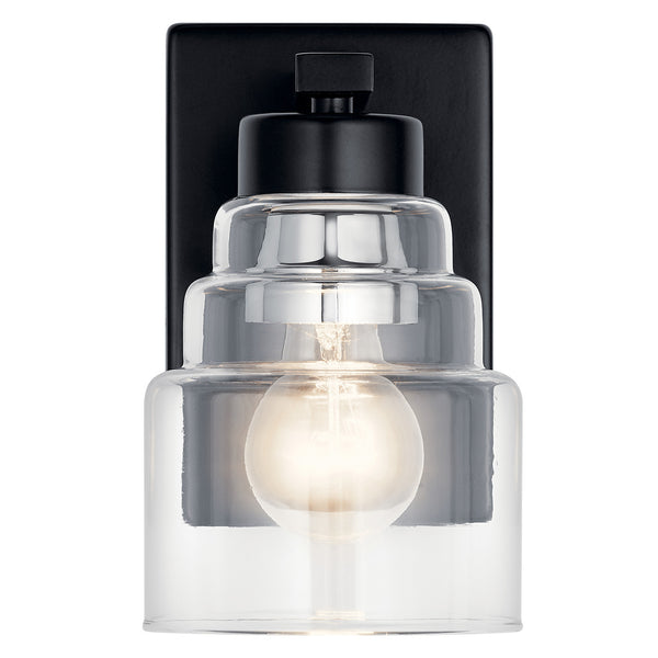 Derby 5" One Light Wall Sconce, Clear Glass / Black