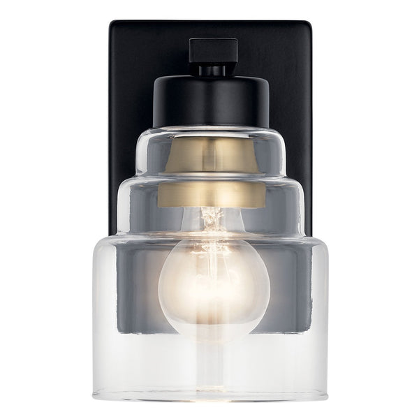 Derby 5" One Light Wall Sconce, Clear Glass / Black