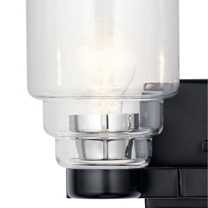 Derby 15" Two Lights Vanity Light, Clear Glass / Black