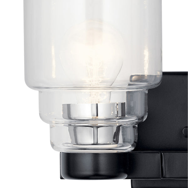 Derby 15" Two Lights Vanity Light, Clear Glass / Black