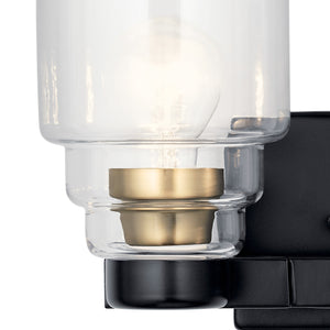 Derby 15" Two Lights Vanity Light, Clear Glass / Black