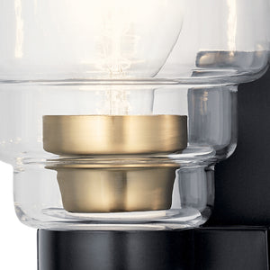 Derby 15" Two Lights Vanity Light, Clear Glass / Black