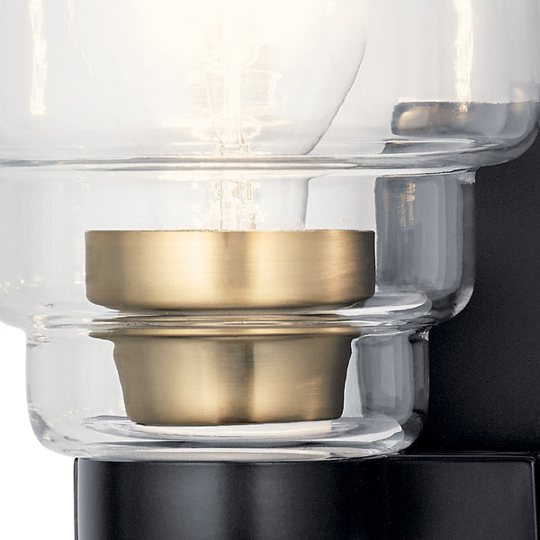 Derby 15" Two Lights Vanity Light, Clear Glass / Black