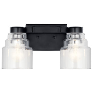 Derby 15" Two Lights Vanity Light, Clear Glass / Black