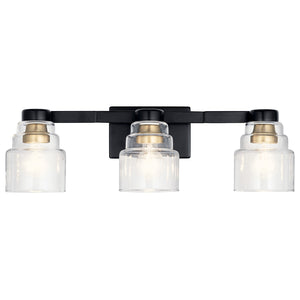 Derby 24" Three Lights Vanity Light, Clear Glass / Black