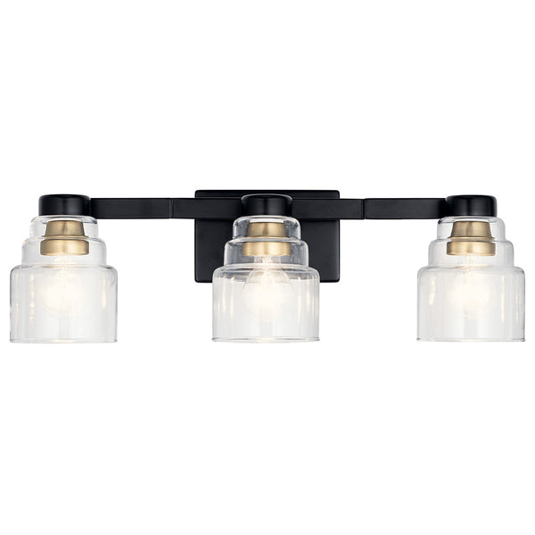 Derby 24" Three Lights Vanity Light, Clear Glass / Black