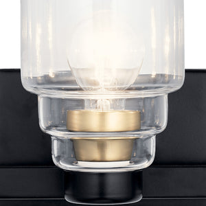 Derby 24" Three Lights Vanity Light, Clear Glass / Black