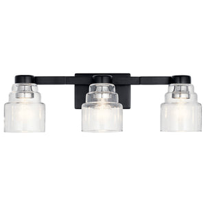 Derby 24" Three Lights Vanity Light, Clear Glass / Black