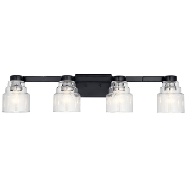 Derby 34" 4 Light Vanity Light, Clear Glass / Black