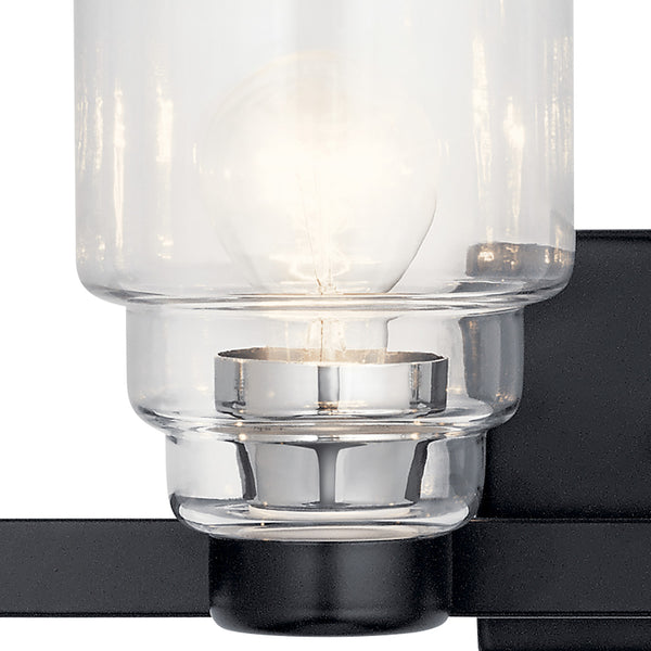 Derby 34" Four Lights Vanity Light, Clear Glass / Black