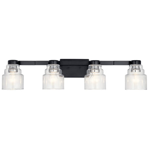 Derby 34" Four Lights Vanity Light, Clear Glass / Black