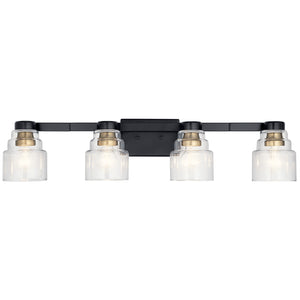 Derby 34" Four Lights Vanity Light, Clear Glass / Black