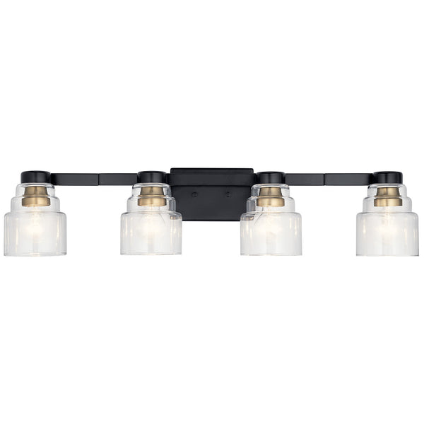 Derby 34" Four Lights Vanity Light, Clear Glass / Black