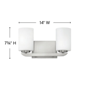 Keystone 14" Two Lights Small Vanity, Brushed Nickel
